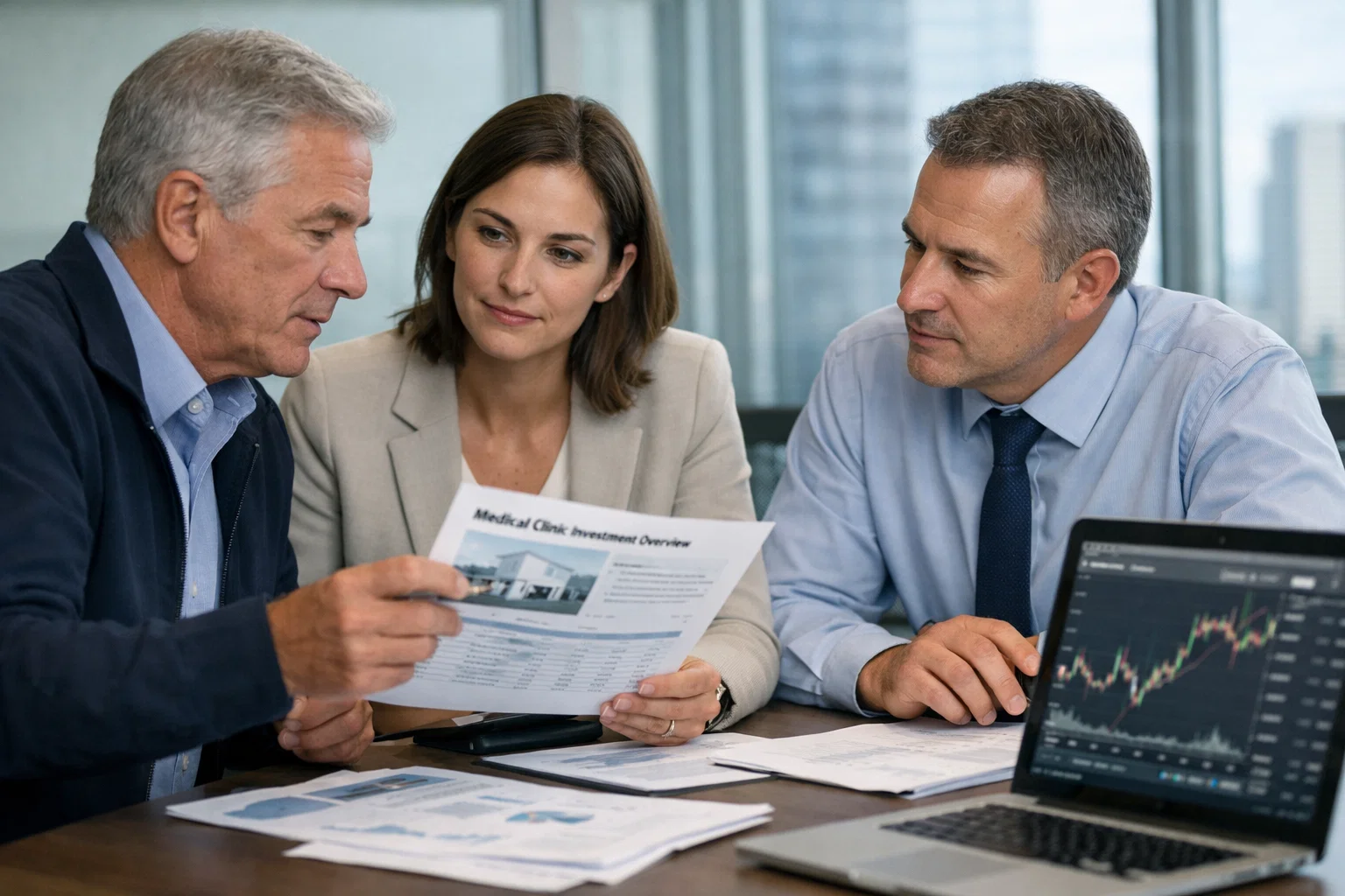 A corporate team evaluating data for strategic decision-making.